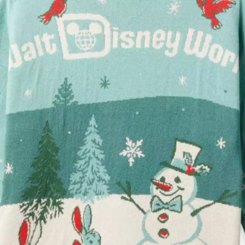 Disney Parks Mickey Mouse Christmas Spirit Jersey Green Sweater NWT Large - Picture 3 of 6